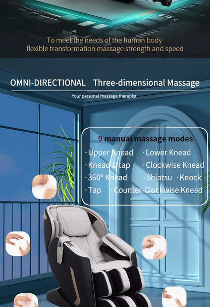 2021 4D Massagesessel Schwerelosigkeit schwarz mit Wadenmassage