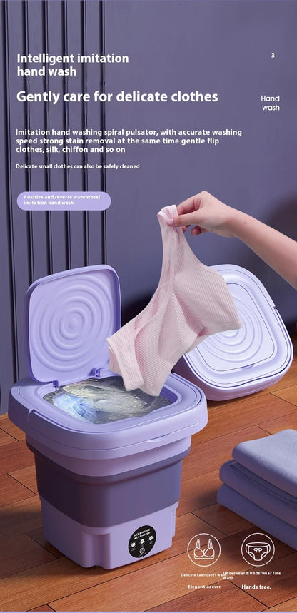 Kleine 8-Liter-faltbare tragbare Waschmaschine mit Schleudertrockner, für Socken, Unterwäsche, Slips, Mini-Haushaltswaschmaschine