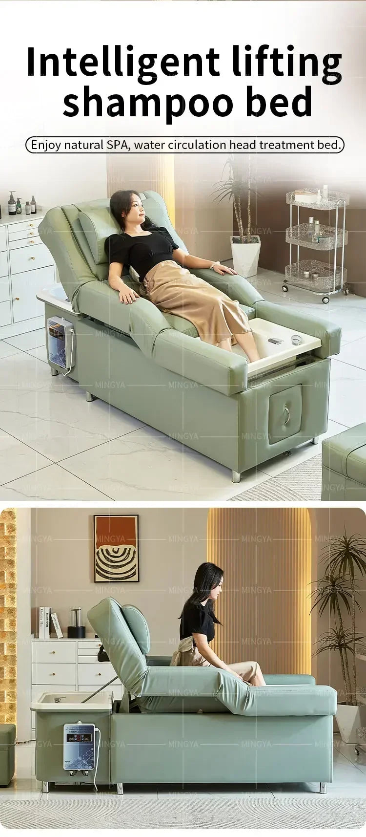 2026 Health foot massage beauty shop special shampoo bed electric lift foot massage bed beauty salon high-end head therapy bed