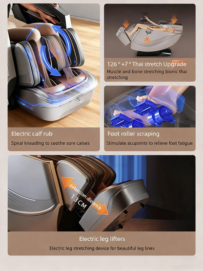 3 Jahre Garantie Elektrischer Massagesessel Intelligente Sprachsteuerung Kneten 6D+6D Dual Core Ganzkörperairbag Zuhause 3D Thai Stretch