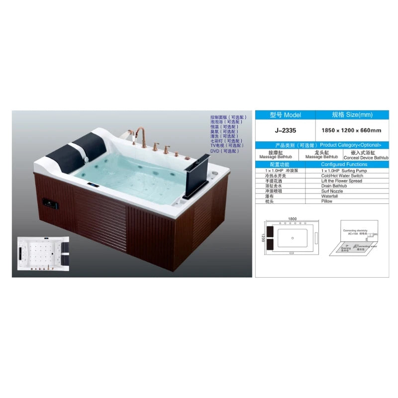 Air Jet Bubble Hydro Tub Whirlpool Spa Badewannen Hydrorelax Jets Whirlpool Spa Hot Tube Outdoor Jer mit TV Acryl Massage