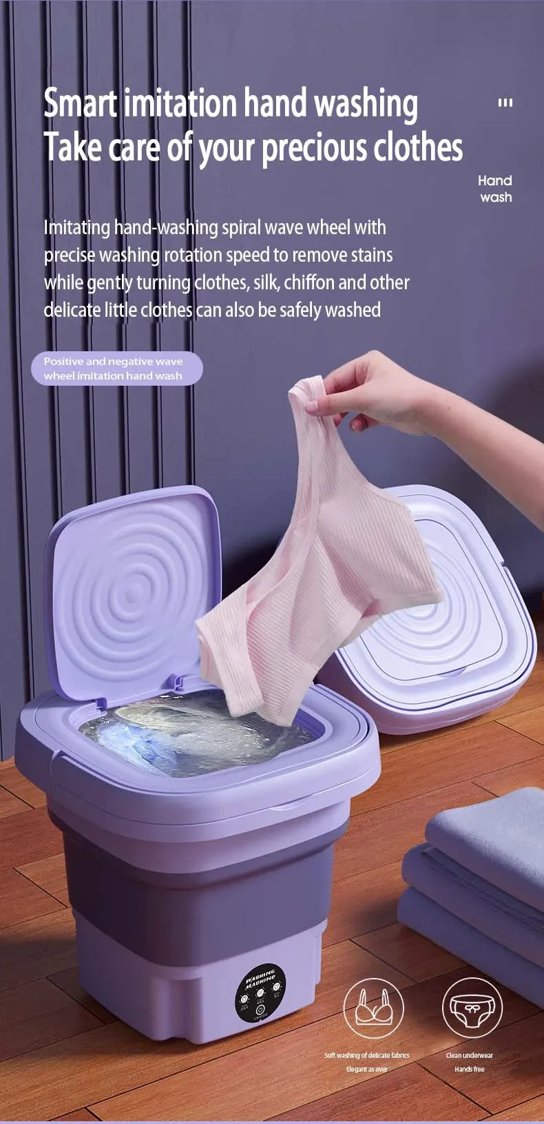 Faltbare Waschmaschine 8L mit Trockner, für Wohnungen, Reisen, tragbare Socken, Unterwäsche, Slips, Babykleidung