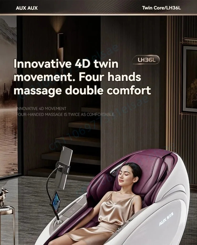 Fauteuil de massage intelligent 4D+4D, massage complet du corps, zéro gravité, fauteuil inclinable électrique Shiatsu avec rouleaux pour les pieds, scan corporel, chauffage