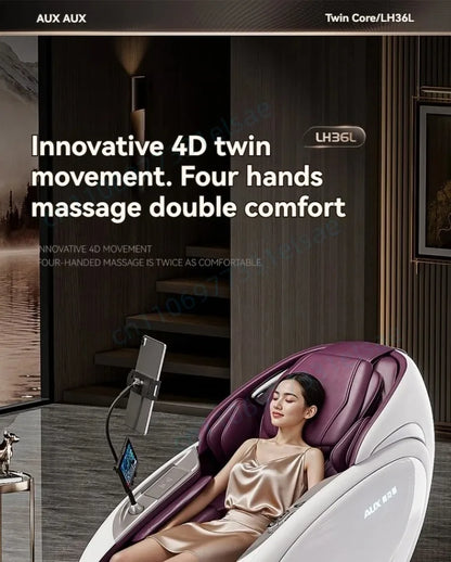Fauteuil de massage intelligent 4D+4D, massage complet du corps, zéro gravité, fauteuil inclinable électrique Shiatsu avec rouleaux pour les pieds, scan corporel, chauffage