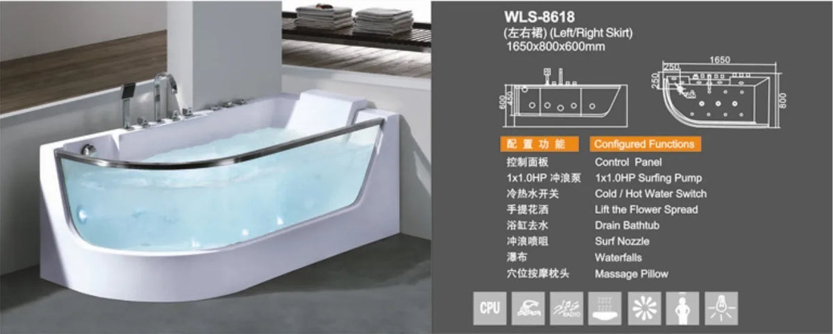 Neueste umweltfreundliche Standard-Massagebadewanne Whirlpool 1,7 Meter