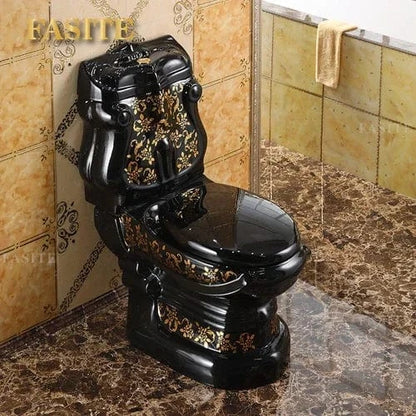 Palace Golden Retro Toilet – Luxury Split Seat with Colorful Relief Design