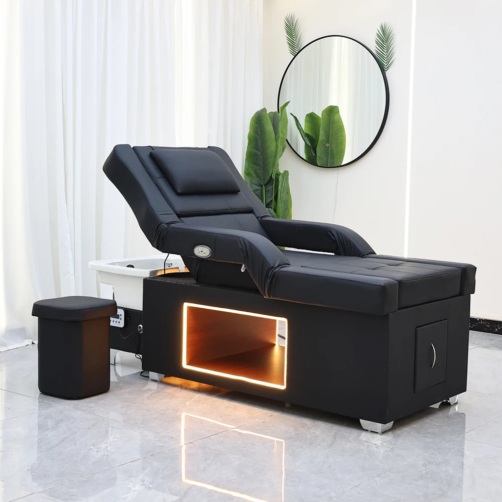 XinSheng Head SPA Salon Haarwaschbett Shampoo Bett Thai Massageliege Friseur Gewerbemöbel mit Fußbadbecken