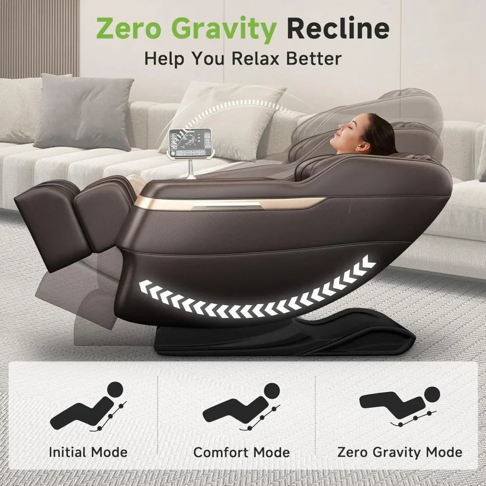 2025 Ganzkörper-Massagesessel, Zero-Gravity-Shiatsu-Massagesessel mit Liegefunktion, Heizung für Taille und Waden, Fußmassage, 3D L-Track & Bo