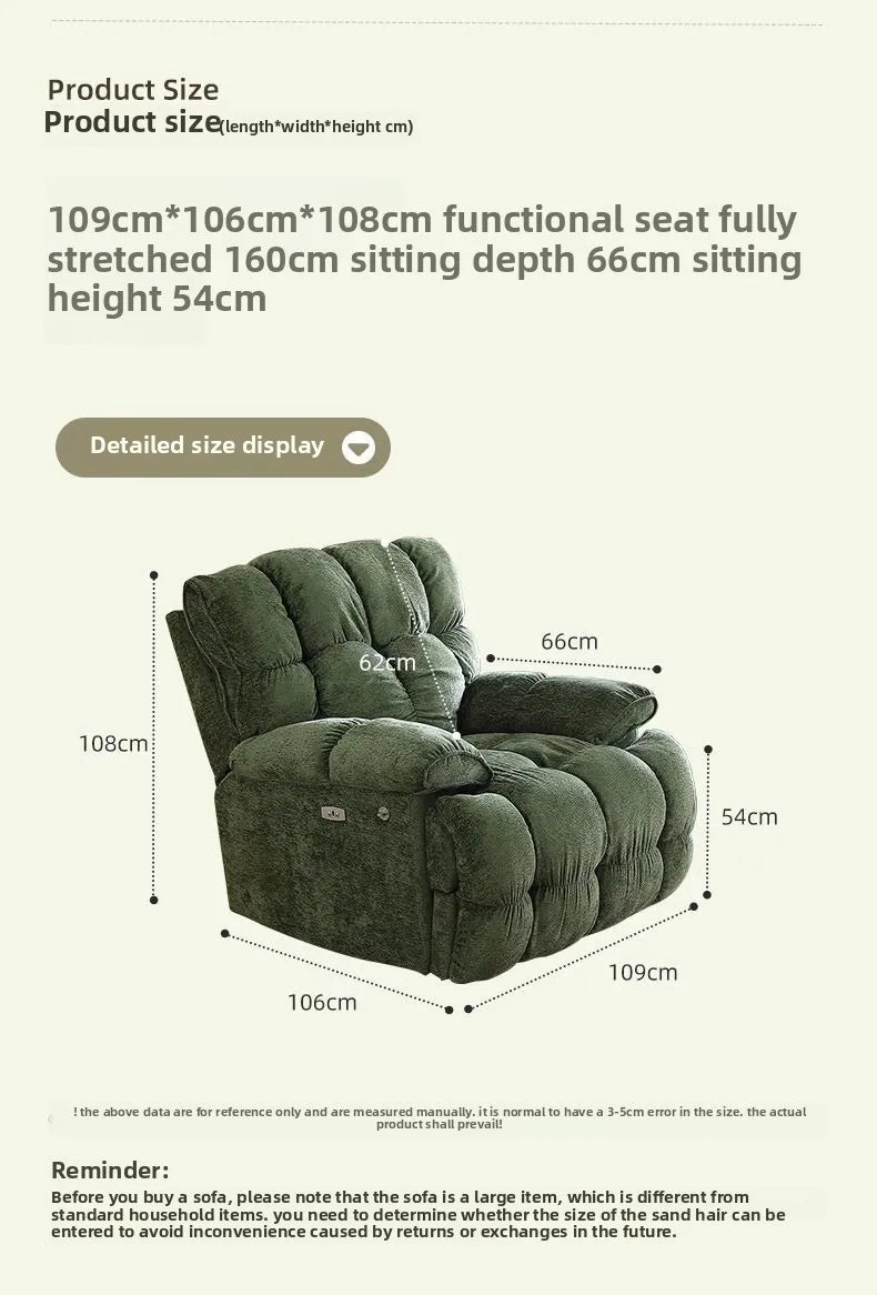 Smart Elektrischer Lazy-Sofa-Sessel Wohnzimmer Modern Einzelsitz mit Schlafmodus Multifunktionales Design Komfortable Ruhe