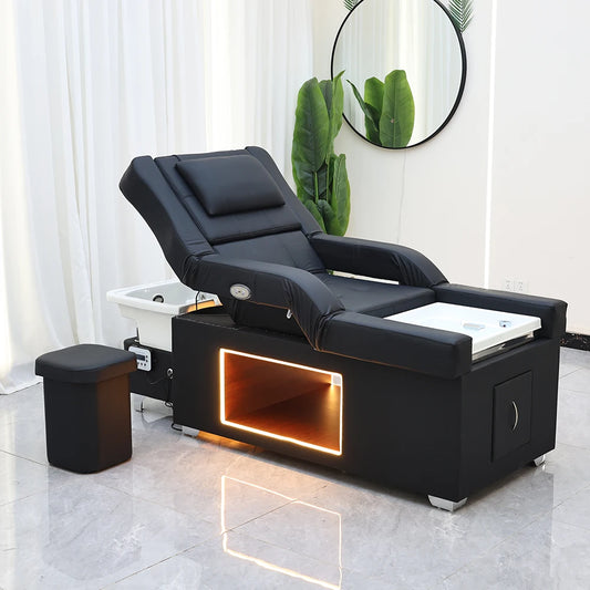 XinSheng Head SPA Salon Haarwaschbett Shampoobett Thai-Massageliege Friseursalon Gewerbemöbel mit Fußbadbecken