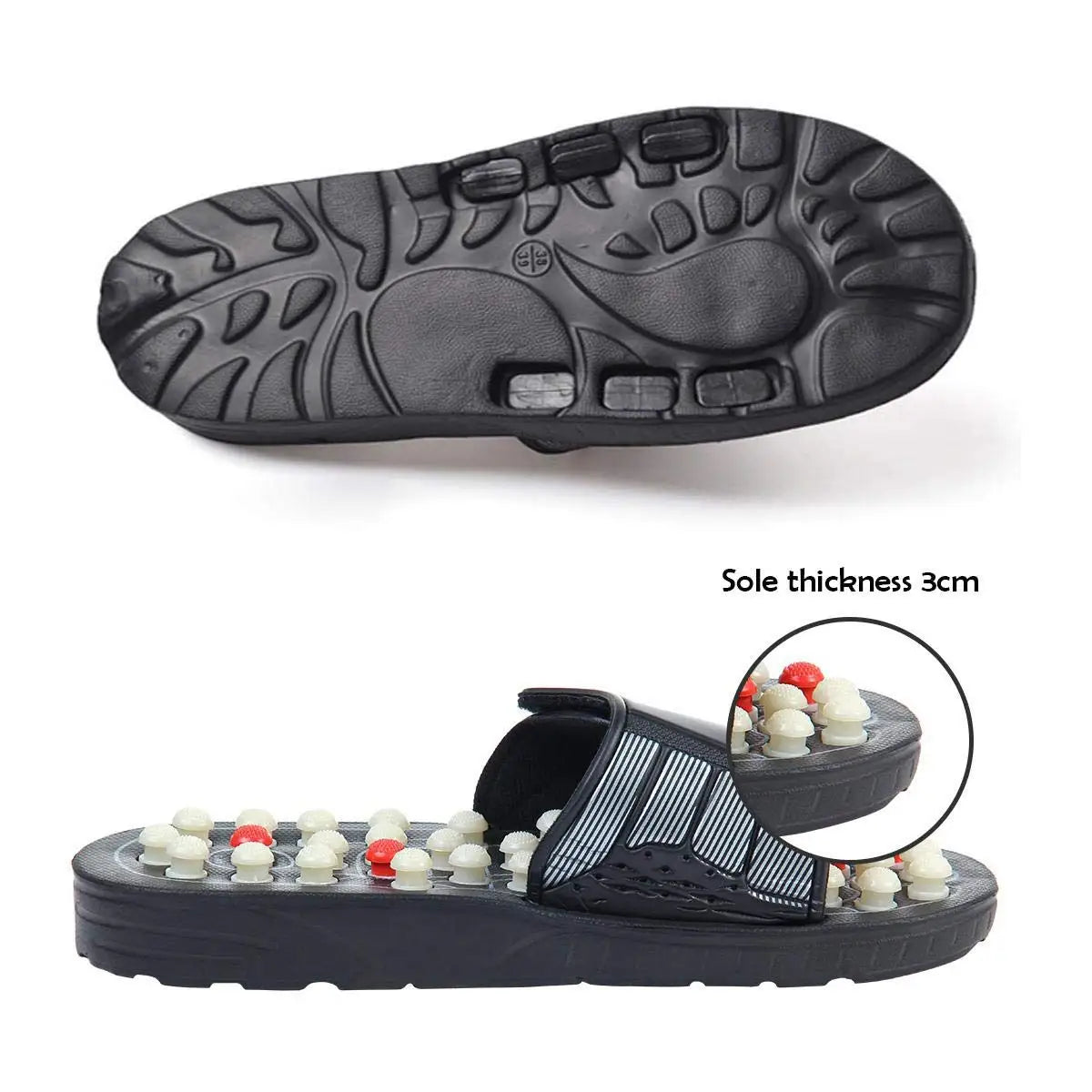 Portable Sandals Reflexology Massage Acupressure Foot Massager with Replaceable Head Thick Bottom EVA Foot Massage Slipper