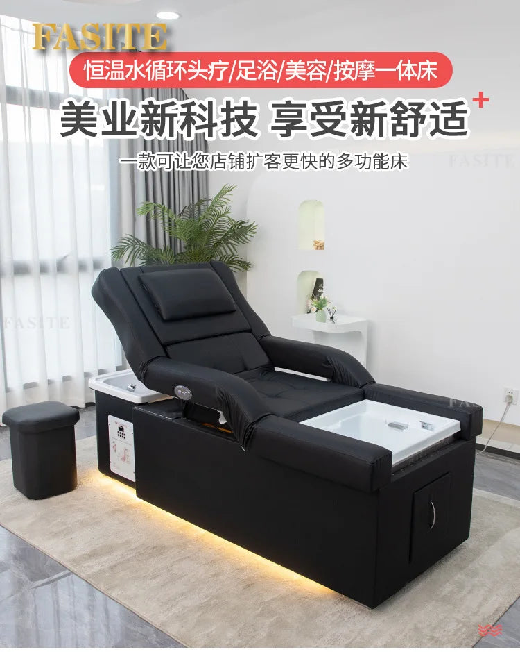 Electric Lifting Sofa Head Therapy Shampoo Bed Foot Therapy Beauty Bed Wellness Center Massage Water Circulation