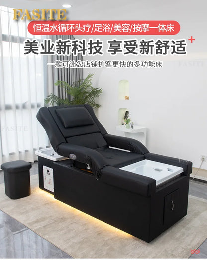 Electric Lifting Sofa Head Therapy Shampoo Bed Foot Therapy Beauty Bed Wellness Center Massage Water Circulation