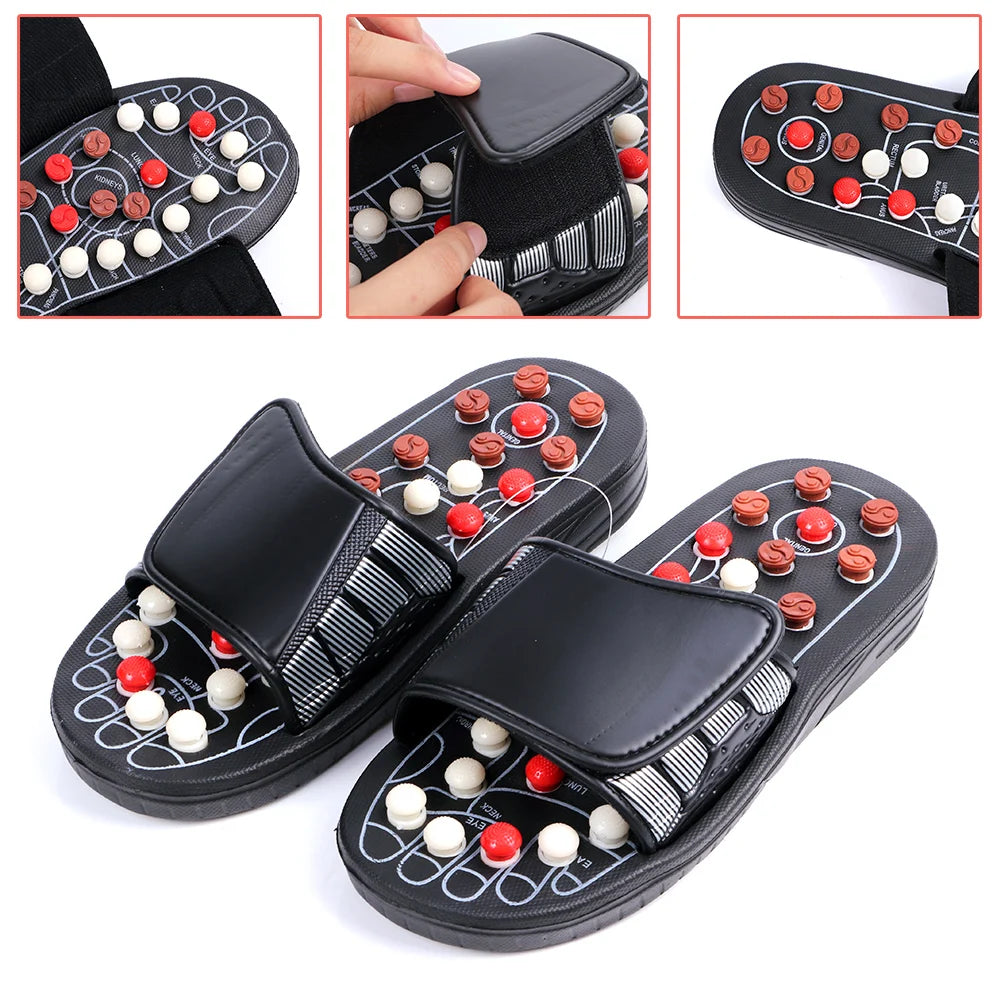 A Pair Of Acupoint Massage Slippers For Both Men And Women, Chinese Style Acupoint Rotating Foot Massage Shoes, Unisex Style