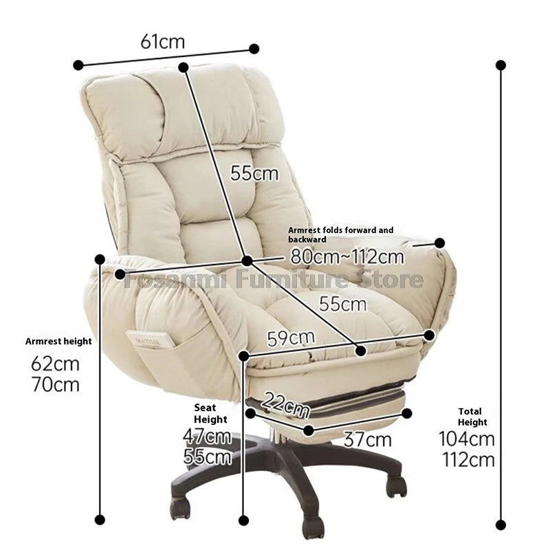 Komfortabler weicher Bürostuhl mit verstellbaren Armlehnen Ergonomischer Home-Office-Stuhl mit breiter Sitzfläche High-Back Gaming-Sessel