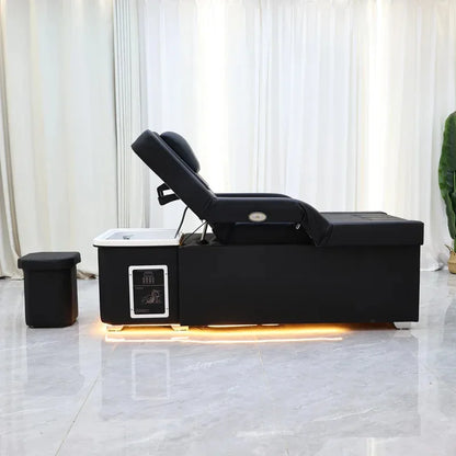 XinSheng Elektrisch höhenverstellbares Shampoo-Bett Massageliege All-in-One Salon-SPA-Massageliege mit Haarwaschbecken und Fußbad