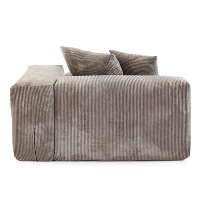 Modernes Cord-Sofa mit 4 Kissen, 102" L-förmiges Sofa mit Chaiselongue und Ottoman, Hartholzrahmen-Sofa für das Wohnzimmer