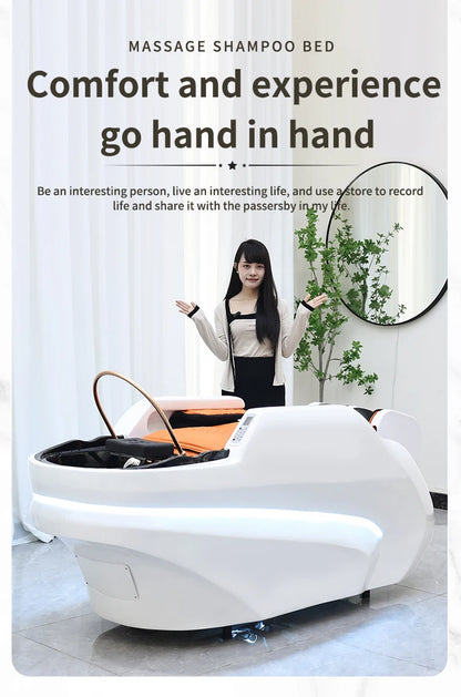 Custom luxury salon wash basin 4d full body electric massage spa beds wide shampoo bed