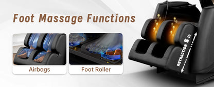 Massagesessel mit Zero-Gravity-Funktion, Massagesessel mit Heizung, Airbags, Fußrollen, Bluetooth-Lautsprecher