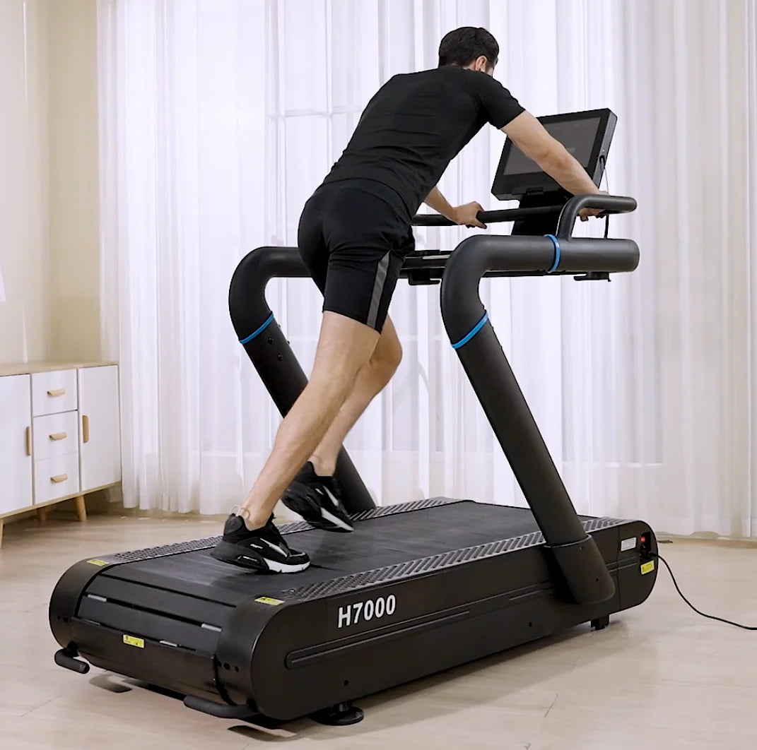 AC Motorized Crawler Treadmill Slat Commercial Treadmill  Curved Treadmill  Slat-belt Design That Reduces the Shock of Impact