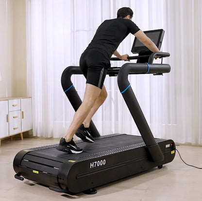 AC Motorized Crawler Treadmill Slat Commercial Treadmill  Curved Treadmill  Slat-belt Design That Reduces the Shock of Impact