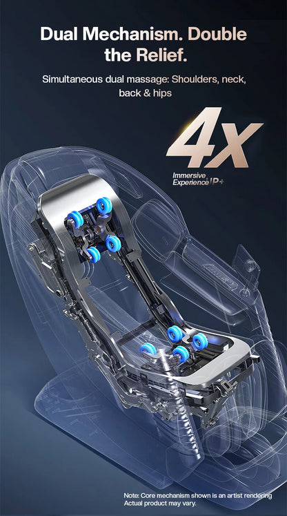 Hot Sell 4D 3D Zero-Gravity-Stuhl Dual Core Massager Ganzkörpermassagegerät Luxus-SL-Track-Massagesessel Fabrik
