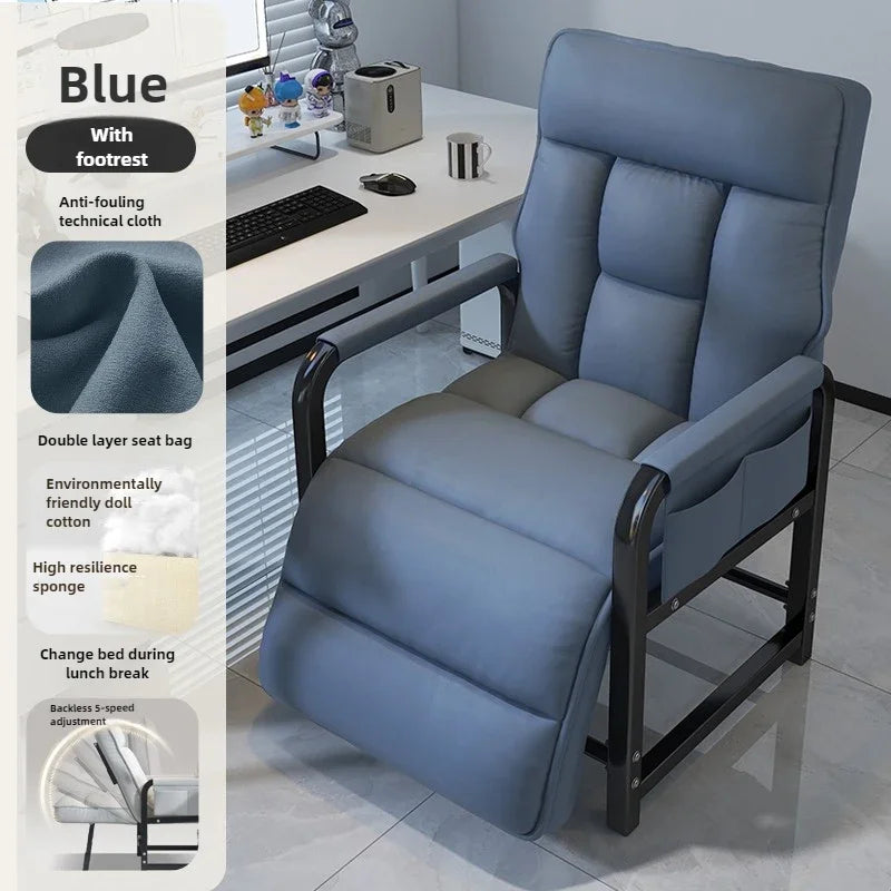 Liegestuhl Bürostuhl Mittagspause Klappstuhl Computerstuhl, kann sitzen und liegen, Zwei-Zweck-Faulenzer-Sofa-Stuhl mit Rückenlehne