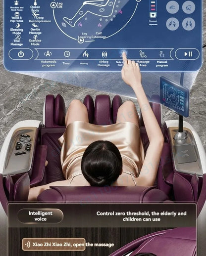 Fauteuil de massage intelligent 4D+4D, massage complet du corps, zéro gravité, fauteuil inclinable électrique Shiatsu avec rouleaux pour les pieds, scan corporel, chauffage