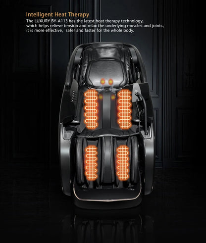Fauteuil de massage corps entier, fauteuil de massage zéro gravité, chauffage, massage des pieds, modes automatiques, écran tactile (noir et blanc)