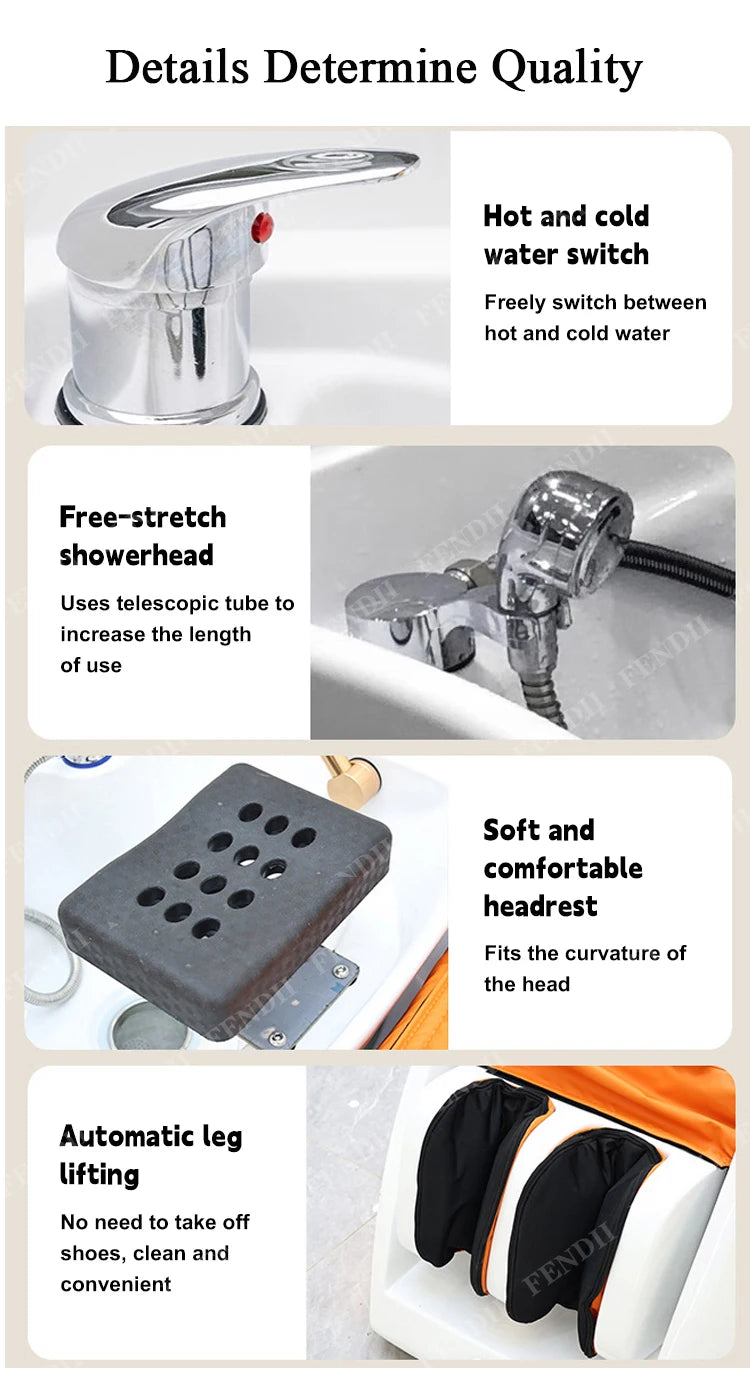 Professional Luxury Lounge Chair Barber Shop Head Spa Massage Shampoo Bed Hair Shampoo Chair