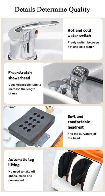 Professional Luxury Lounge Chair Barber Shop Head Spa Massage Shampoo Bed Hair Shampoo Chair