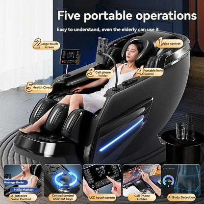 AUX 6D Shiatsu-Massagesessel, Smart-Massagesessel, Ganzkörper-Schwerelosigkeits-Streckmassagesessel, Relax-Massagesessel