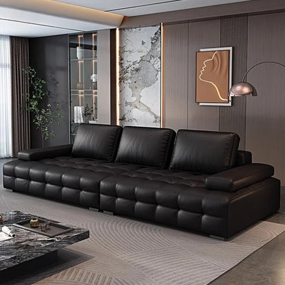 Modern Minimalistisches neues Leder Wohnzimmer Lawrence Italienisches leichtes Luxus gerades L-förmiges modulares Faules Weiches Tatami Lounge Sofa