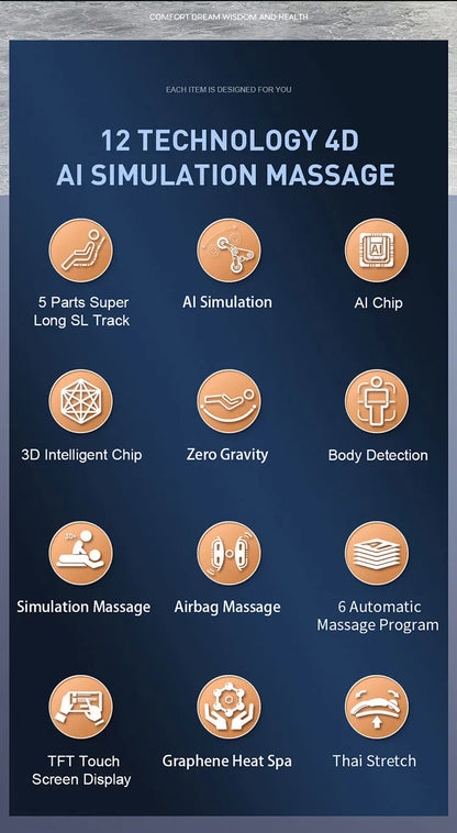 Massage Chair Luxury 5d Zero High-End Luxury Full Body 8D Zero Gravity Home Massage Chair Electric Stretching Features