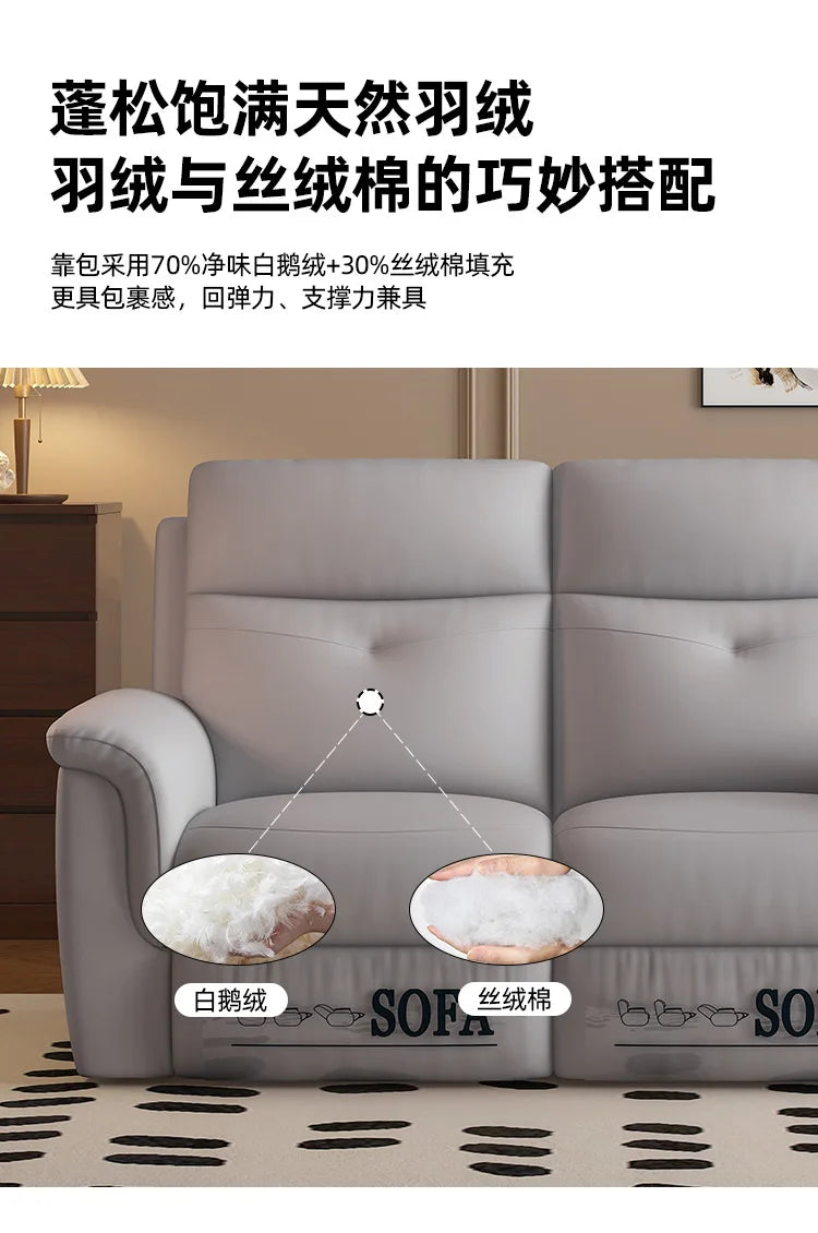 Komfortabler elektrischer Relaxsofa-Schnittsofa aus Leder, echtes einziehbares kombiniertes Schlafsofa, umwandelbares Divano Letto Möbel