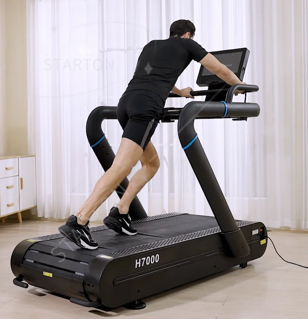 AC Motorized Crawler Treadmill Slat Commercial Treadmill  Curved Treadmill  Slat-belt Design That Reduces the Shock of Impact