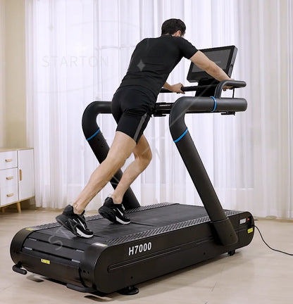 AC Motorized Crawler Treadmill Slat Commercial Treadmill  Curved Treadmill  Slat-belt Design That Reduces the Shock of Impact