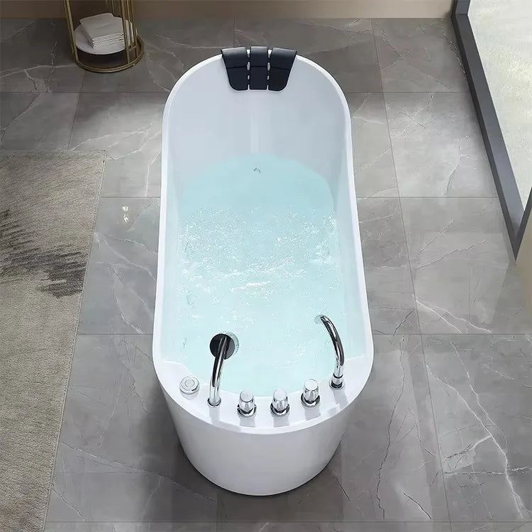 Modern Bathroom Whirlpool Air Jet Bath Tub Free Standing Acrylic SPA Massage Bathtub With Shower Faucet White