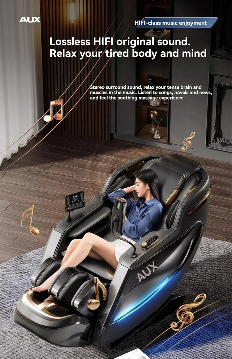 Dual-Core 6D+6D Massagesessel Ganzkörper-Schwerelosigkeits-Massagesessel mit Heizung Tiefenentspannungs-Massagesessel