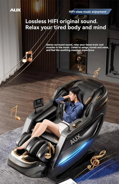 Dual-Core 6D+6D Massagesessel Ganzkörper-Schwerelosigkeits-Massagesessel mit Heizung Tiefenentspannungs-Massagesessel