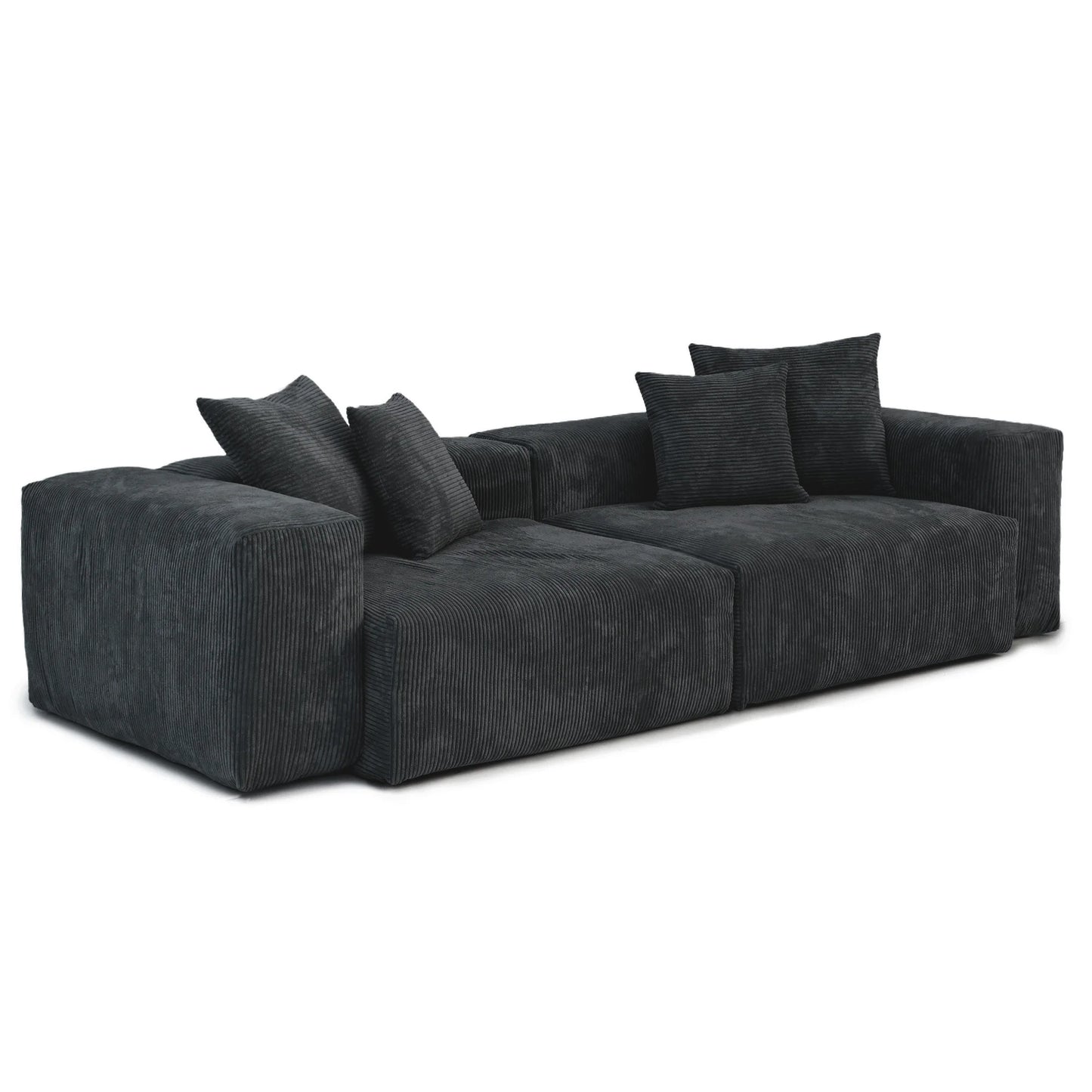 Modernes Cord-Sofa mit 4 Kissen, 102" L-förmiges Sofa mit Chaiselongue und Ottoman, Hartholzrahmen-Sofa für das Wohnzimmer