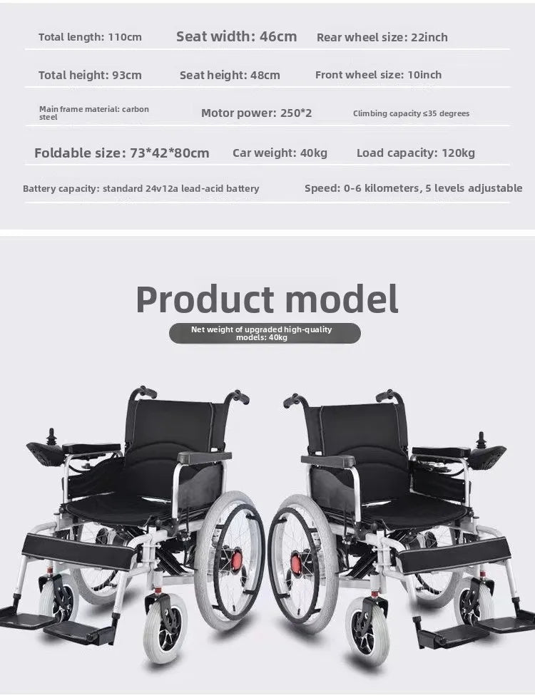 Electric wheelchair Automatic intelligent 24V electric wheelchair Special for the elderly Disabled scooter Foldable