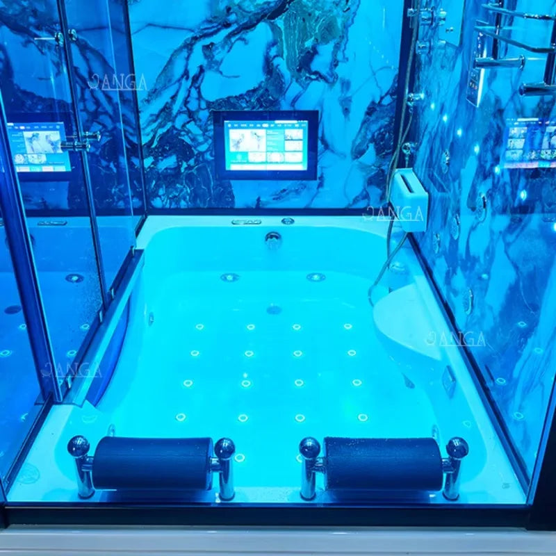 Customization Luxury Steam Shower Room with Jacuzzier Tub Hydro Therapy Massage Steam Bath Room Glass Shower Cabin Wet Sauna Roo