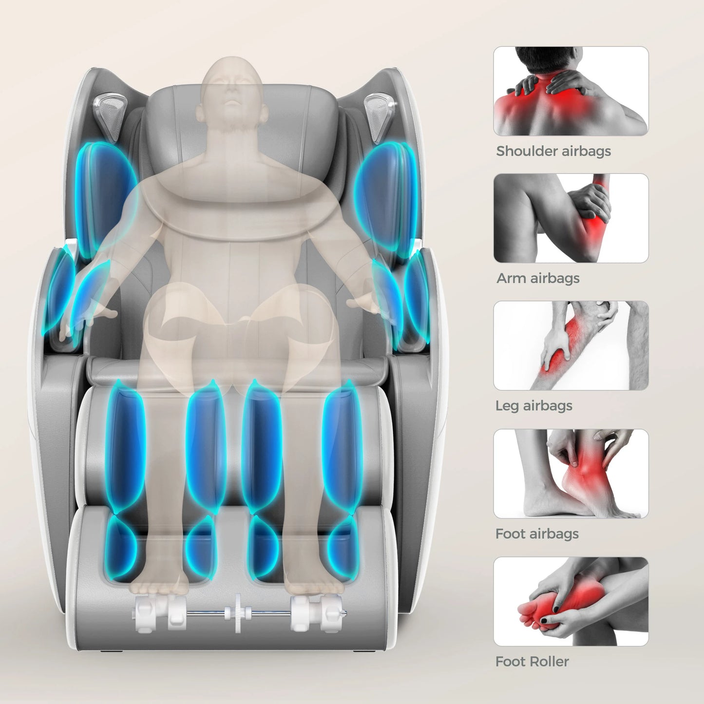 2 Jahre Garantie 4D SL Airbag Zero Gravity Ganzkörper-Massagesessel Home 3D Büro-Fußroller Shiatsu Bürostuhl Massagesofa