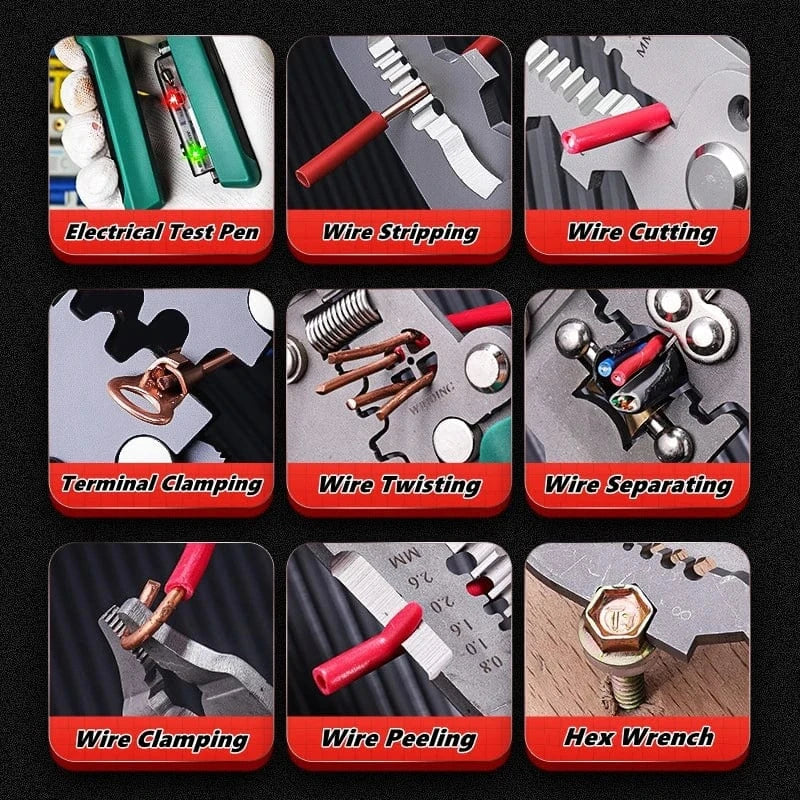 Multifunctional Wire Stripper &amp; Electrical Test Pen – Foldable Cable Cutter &amp; Crimper Tool