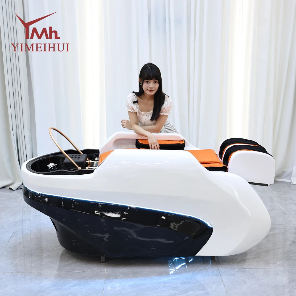 Custom luxury salon wash basin 4d full body electric massage spa beds wide shampoo bed