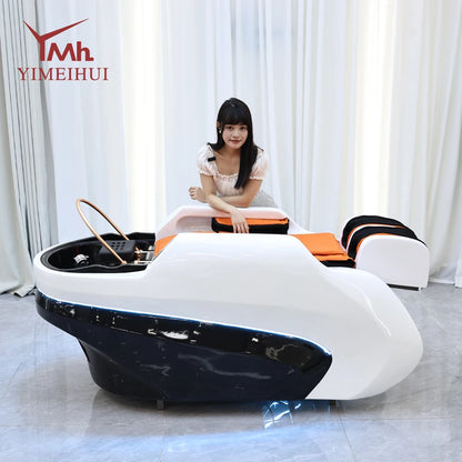 Custom luxury salon wash basin 4d full body electric massage spa beds wide shampoo bed