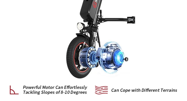 Elesmart Kit de conversion de tracteur de moto électrique 12 pouces 36V 250/350/500W fixation de fauteuil roulant pour aide aux personnes handicapées