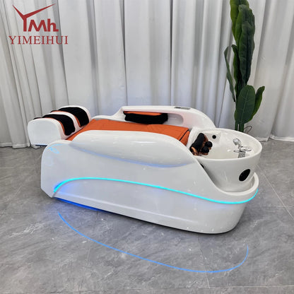 White color Water Circulation Electric Massage barbershop Shampoo Bed for Hair Wash