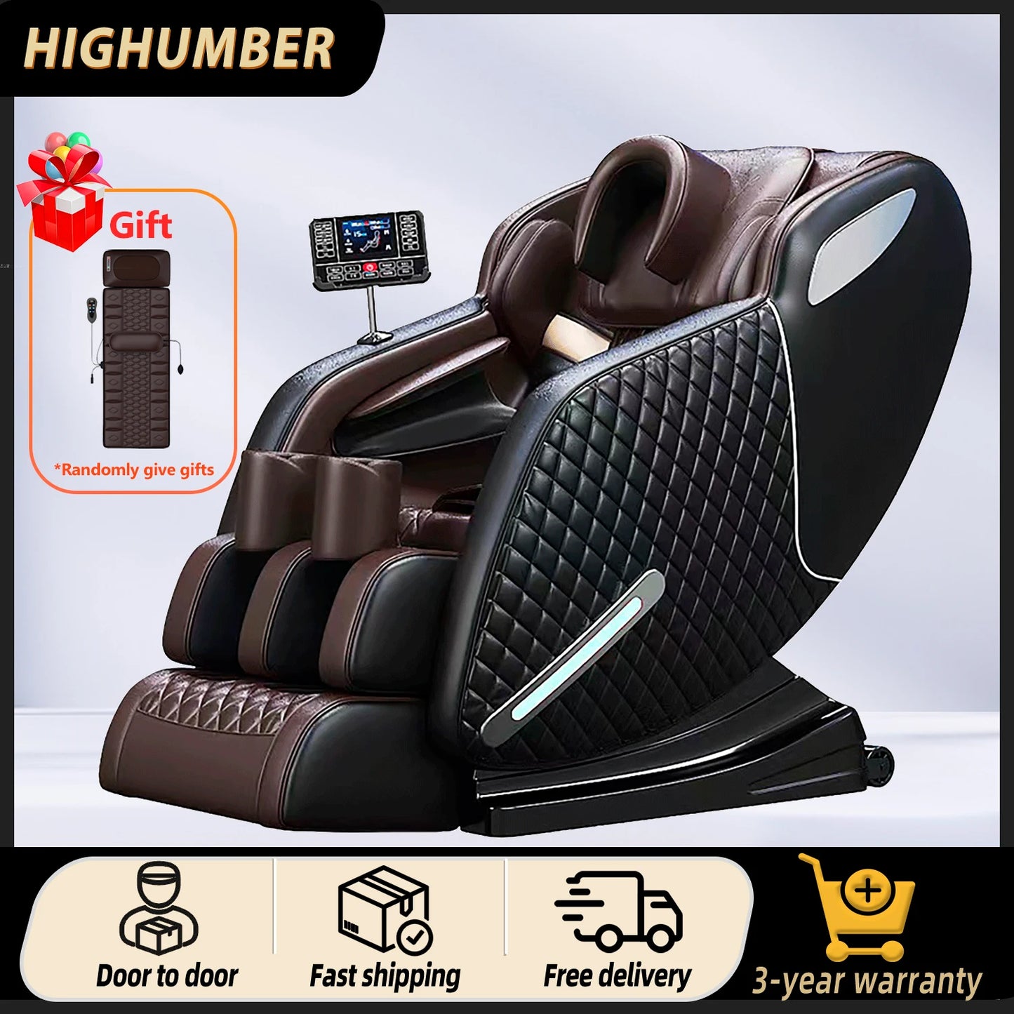 3 year warranty Smart Shiatsu Massage Chair Full Body Zero Gravity Recliner Kneading Rolling Heating Relieve Muscle Tension Pain